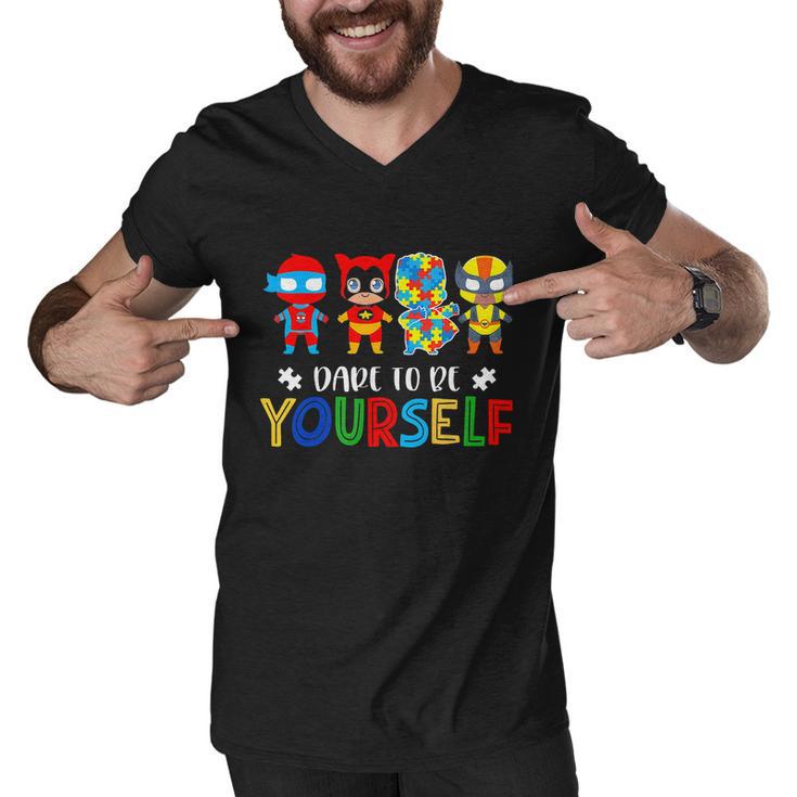 Dare To Be Yourself Autism Awareness Superheroes Men V-Neck Tshirt