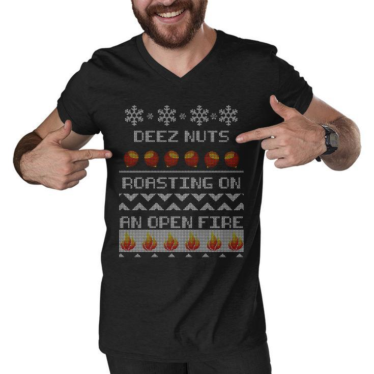 Deez Nuts Roasting On An Open Fire Ugly X-Mas Tshirt Men V-Neck Tshirt