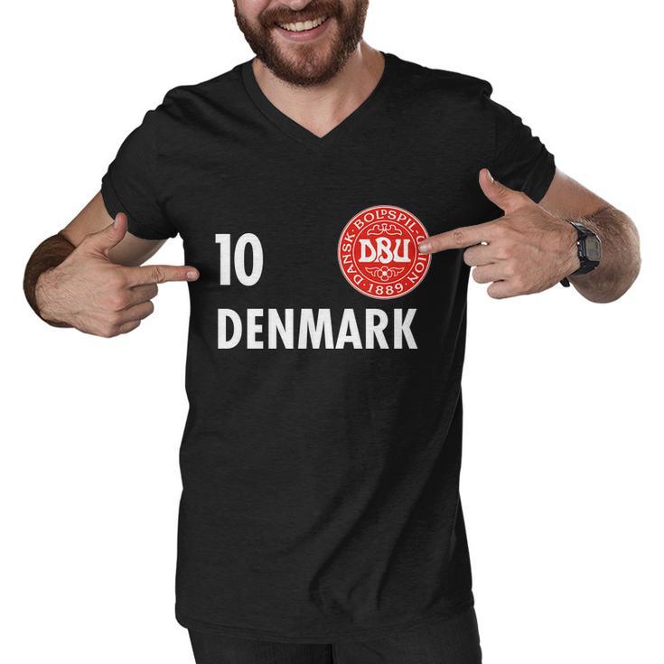 Denmark Danish Soccer No 10 Dbu Logo Men V-Neck Tshirt