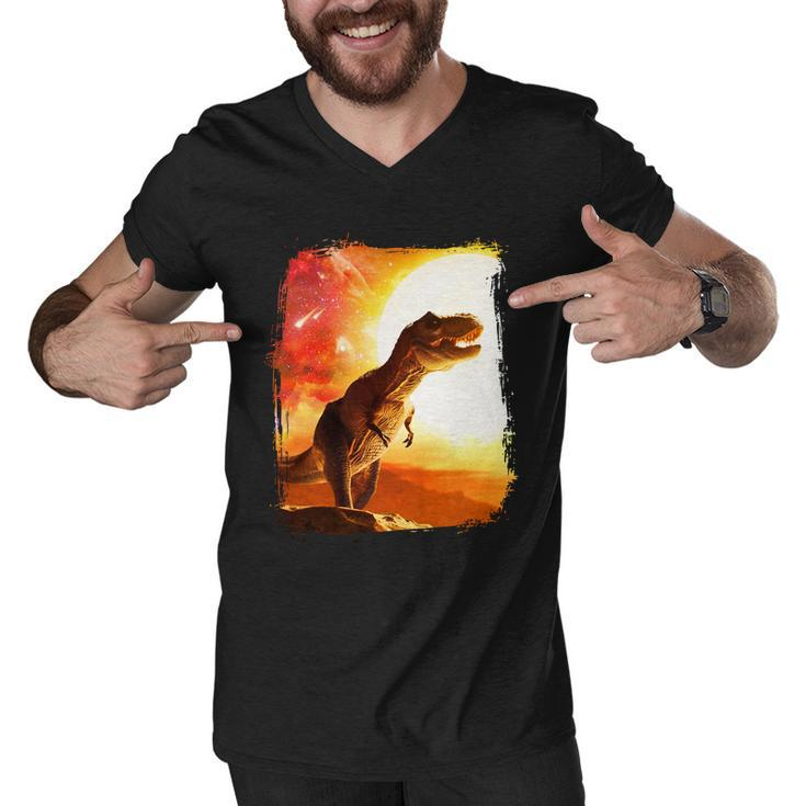 Desert Sun Galaxy Trex Dinosaur Men V-Neck Tshirt