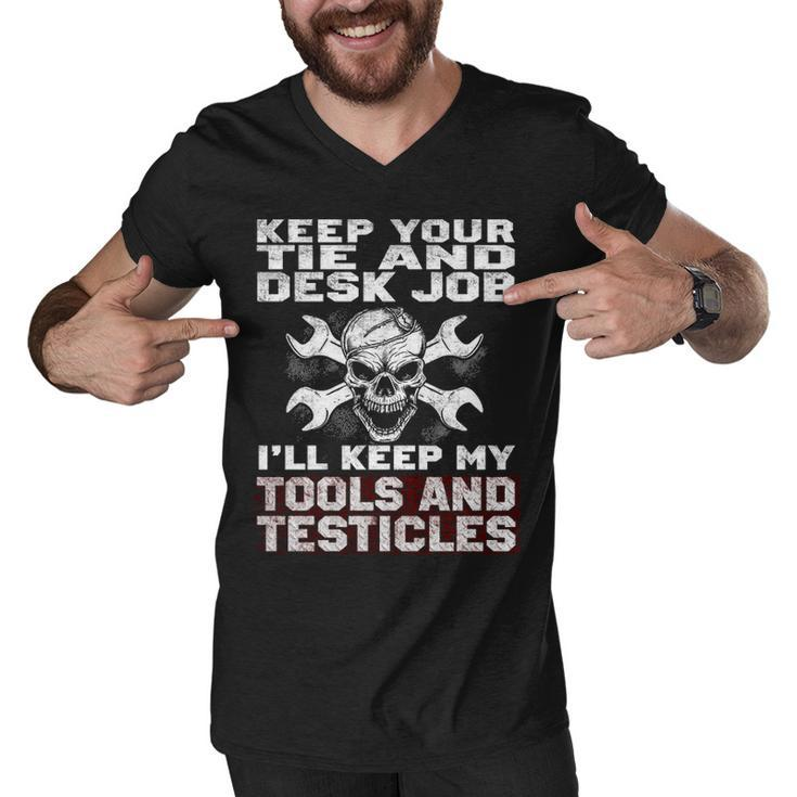 Desk Tie And Job Men V-Neck Tshirt