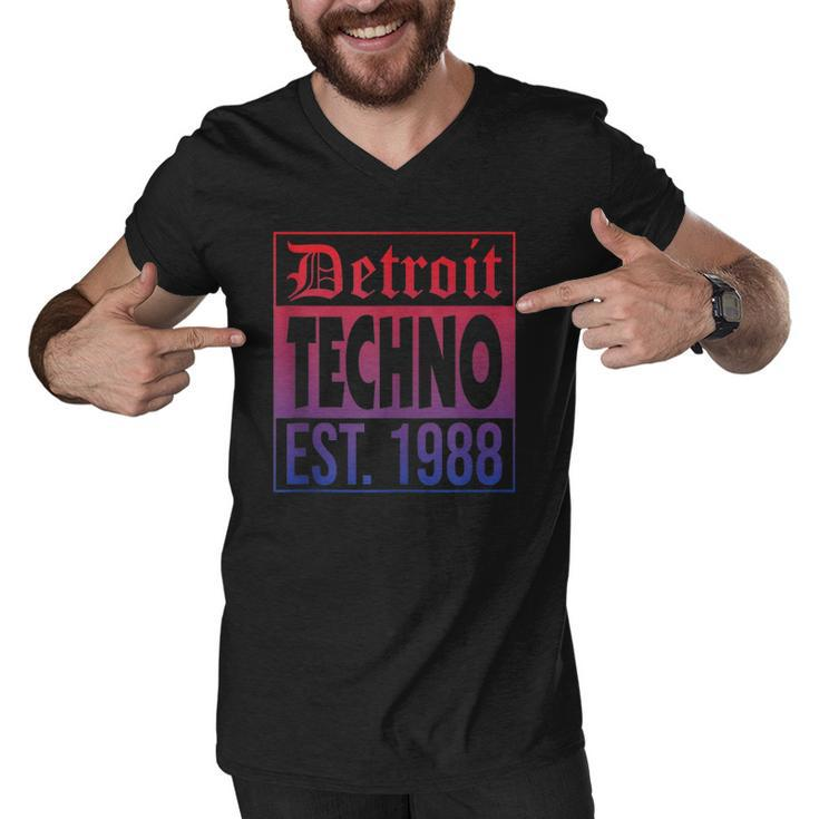 Detroit Techno Established 1988 Edm Rave Men V-Neck Tshirt