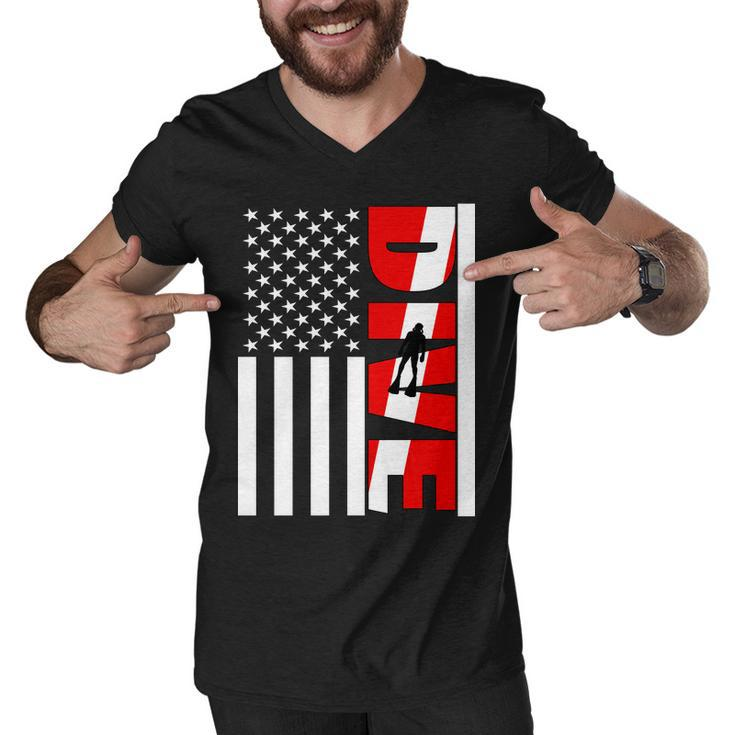 Diver American Flag Graphic Design Printed Casual Daily Basic Men V-Neck Tshirt