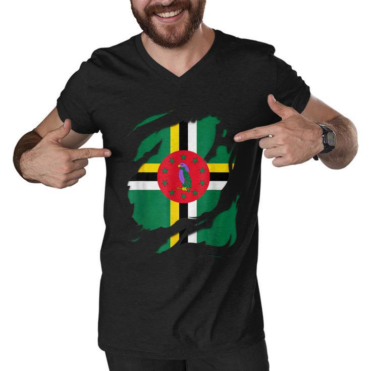 Dominica Flag   Men V-Neck Tshirt