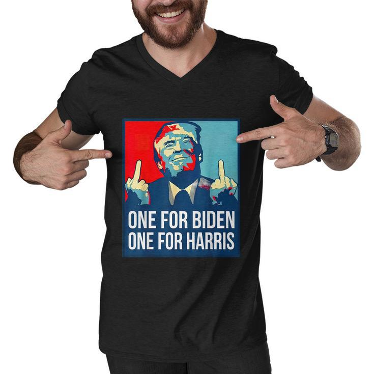 Donald Trump Middle Finger Biden Harris America Republican Men V-Neck Tshirt