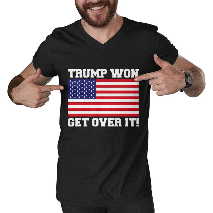 Donald Trump Won Get Over It Usa Flag 45Th President Men V-Neck Tshirt