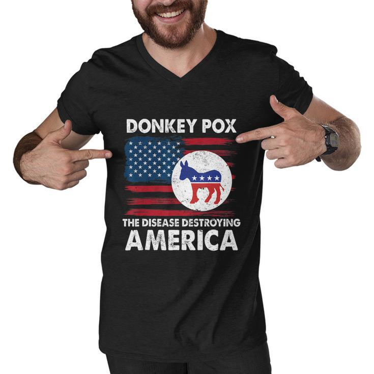 Donkey Pox The Disease Destroying America Anti Biden Men V-Neck Tshirt