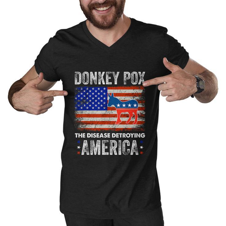 Donkey Pox The Disease Destroying America Usa Flag Funny Anti Biden Men V-Neck Tshirt
