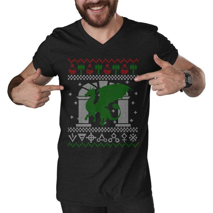 Dragon Dnd Ugly Christmas Sweater Men V-Neck Tshirt
