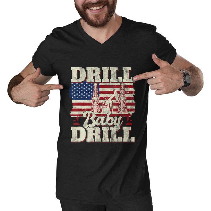 Drill Baby Drill American Flag Oilrig Oilfield Trash Men V-Neck Tshirt