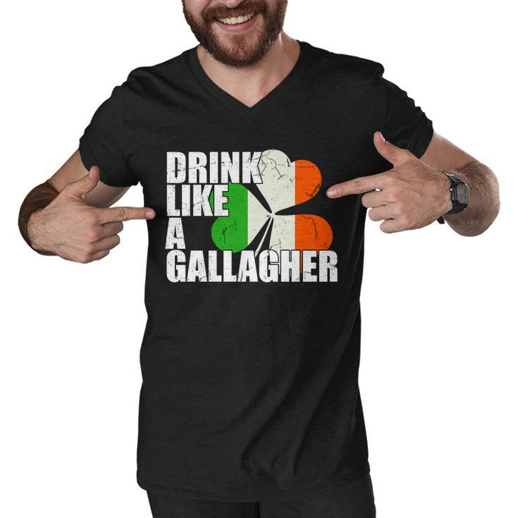 Drink Like A Gallagher Irish Clover Tshirt Men V-Neck Tshirt