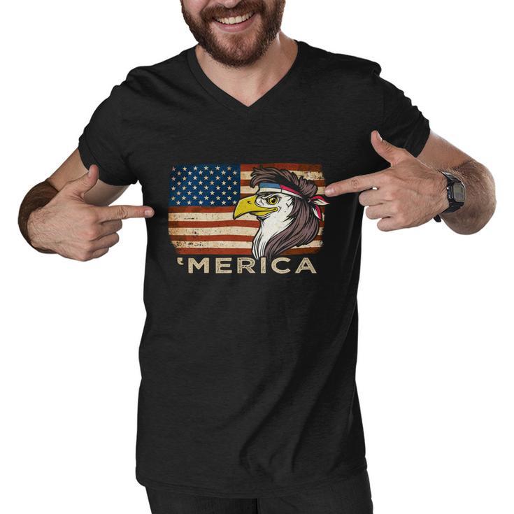 Eagle Mullet Usa American Flag Merica 4Th Of July Gift Men V-Neck Tshirt