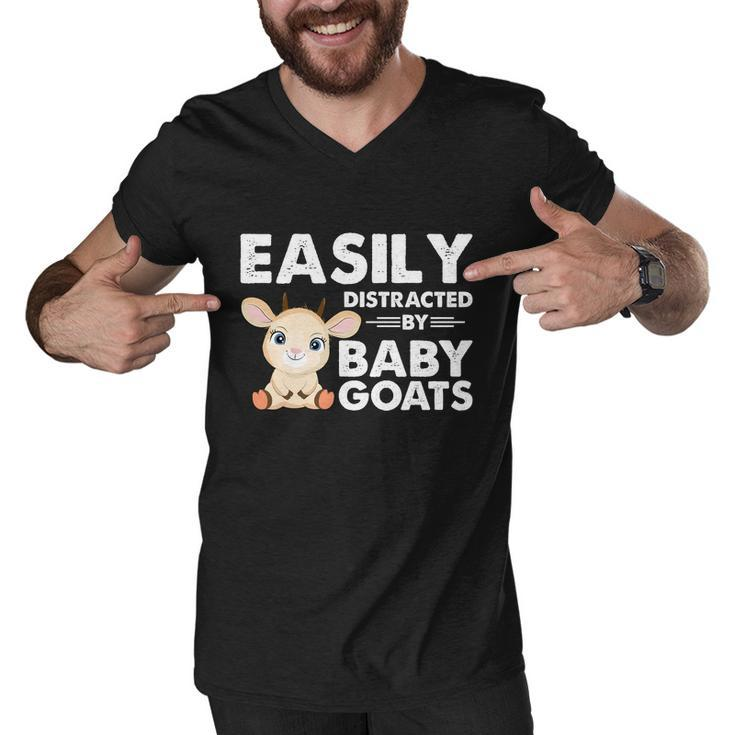 Easily Distracted By Baby Goats Shirt Goat Lovers Men V-Neck Tshirt
