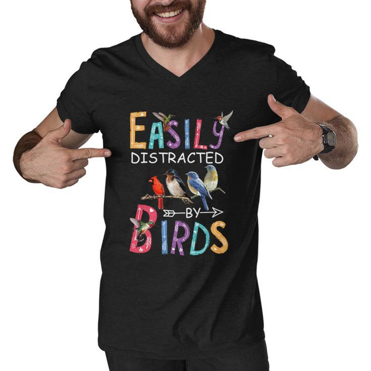 Easily Distracted By Birds Gift Funny Bird Gift V2 Men V-Neck Tshirt