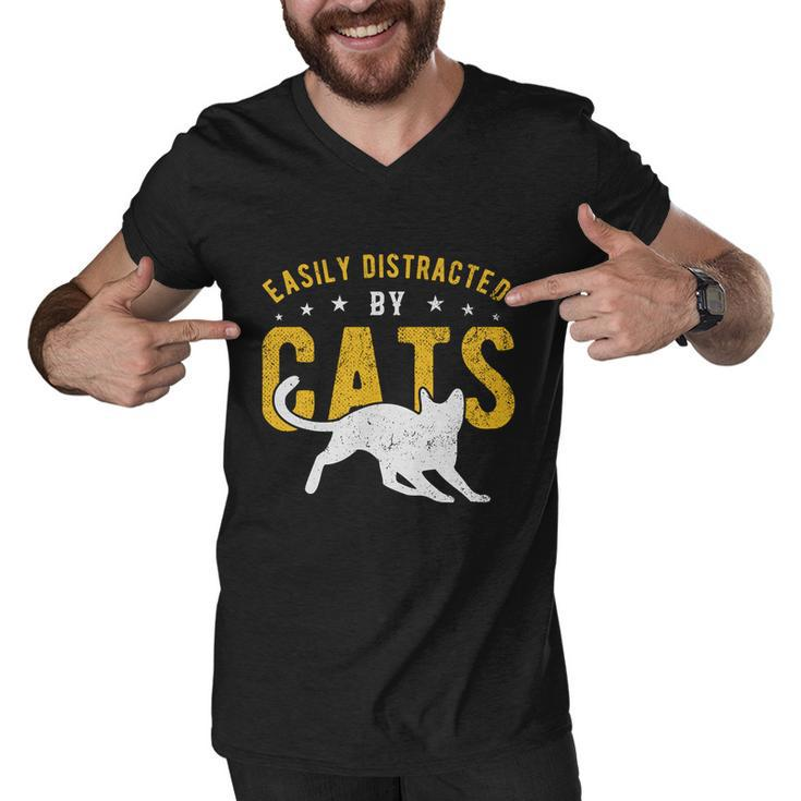 Easily Distracted By Cats Gift Men V-Neck Tshirt