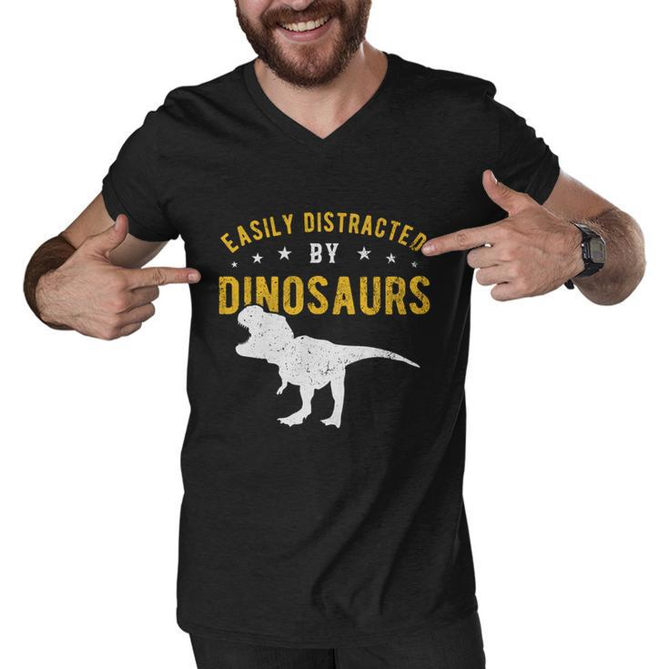 Easily Distracted By Dinosaurs Cute Gift Men V-Neck Tshirt
