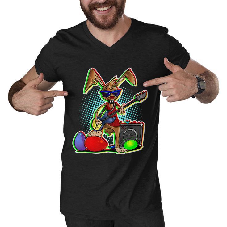 Easter Rock Bunny Tshirt Men V-Neck Tshirt