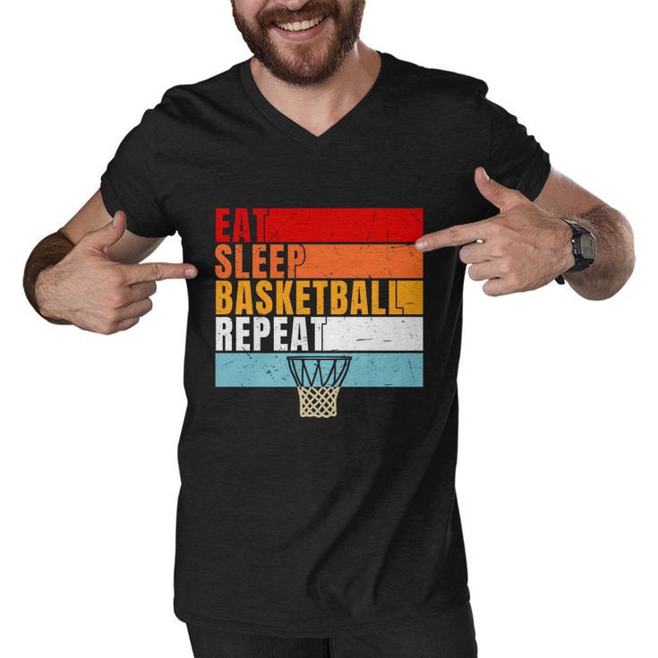 Eat Sleep Basketball Repeat Vintage Basketball Player Basketball Hoop Men V-Neck Tshirt