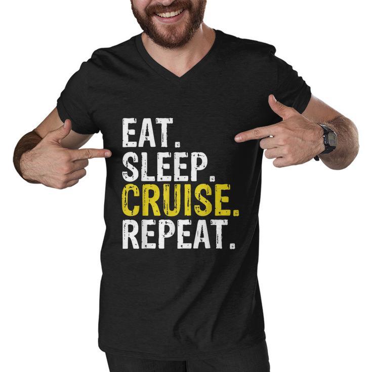 Eat Sleep Cruise Repeat Ferry Ship Men V-Neck Tshirt