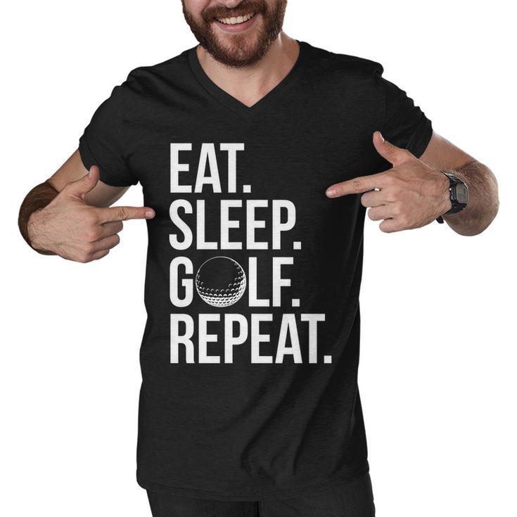 Eat Sleep Golf Repeat Tshirt Men V-Neck Tshirt