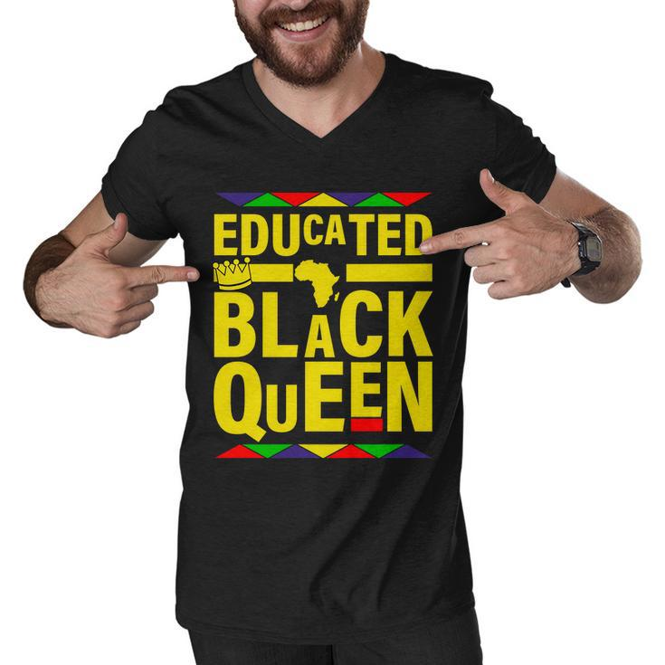 Educated Black Queen Tshirt Men V-Neck Tshirt