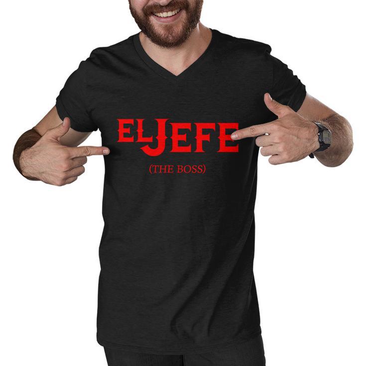 El Jefe The Boss Funny Text Logo Tshirt Men V-Neck Tshirt