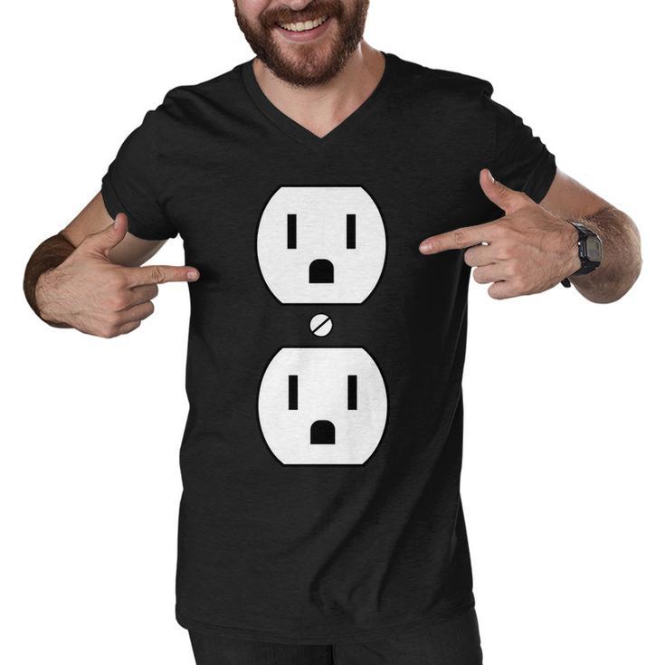 Electrial Outlet Plug Costume Men V-Neck Tshirt