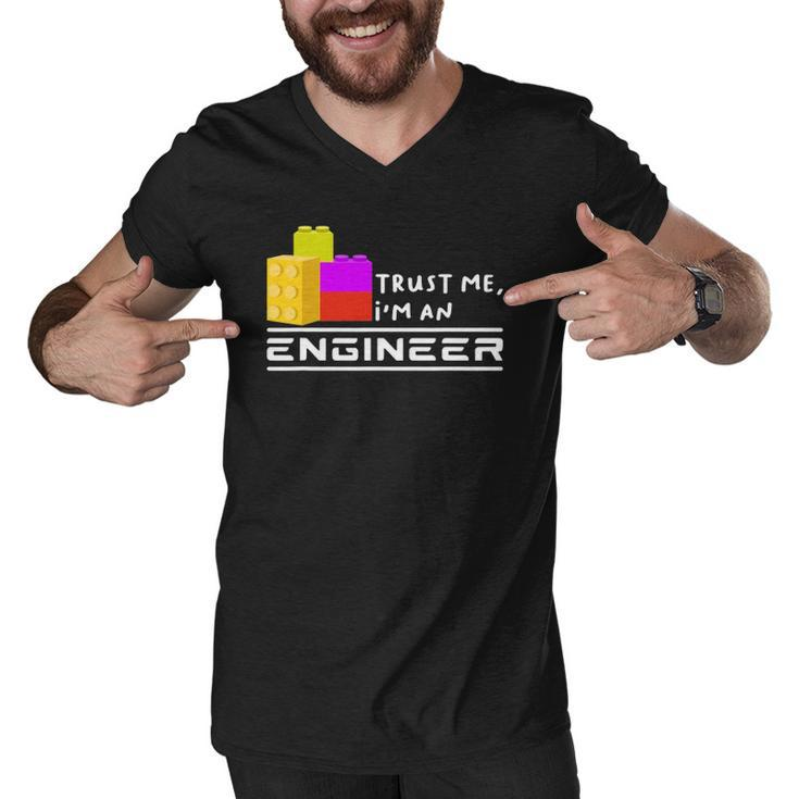 Engineer Kids Children Toy Big Building Blocks Build Builder Men V-Neck Tshirt