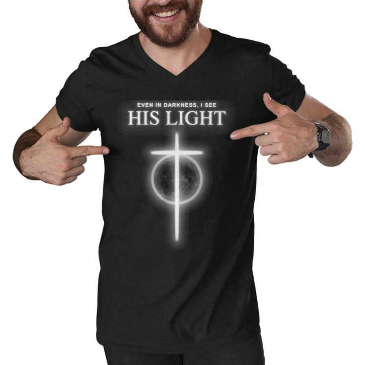 Even In The Darkness I See His Light Jesus Christian Tshirt Men V-Neck Tshirt