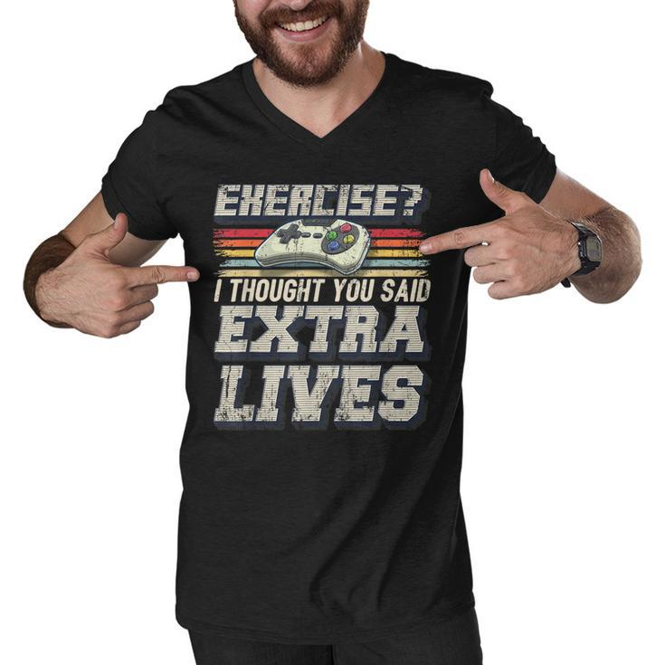 Extra Lives Funny Video Game Controller Retro Gamer Boys  V10 Men V-Neck Tshirt