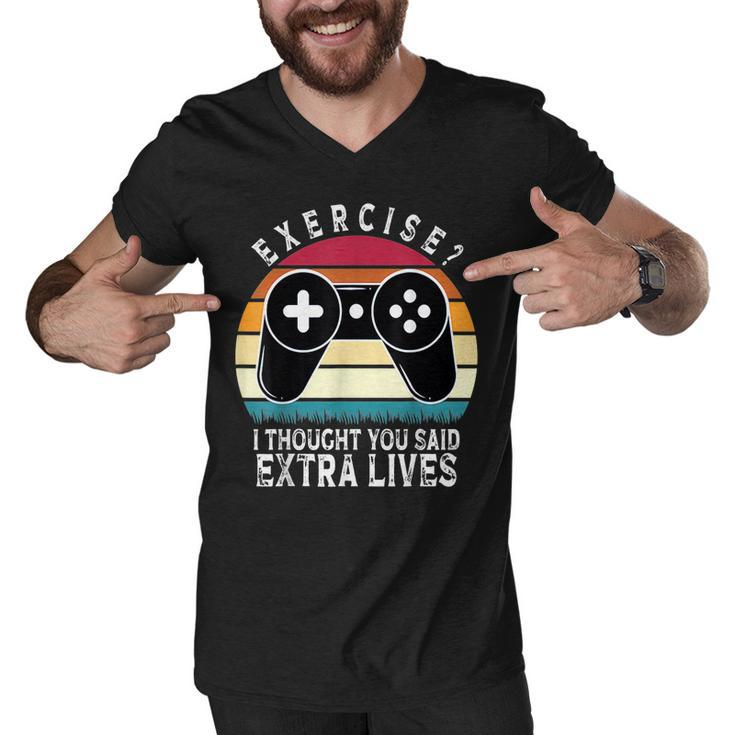 Extra Lives Funny Video Game Controller Retro Gamer Boys  V13 Men V-Neck Tshirt