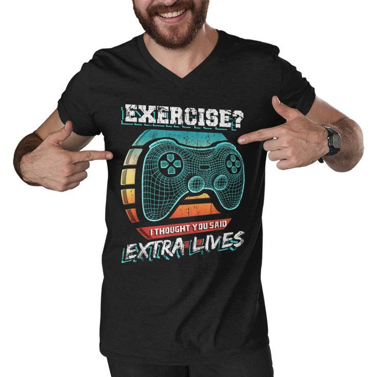 Extra Lives Funny Video Game Controller Retro Gamer Boys  V8 Men V-Neck Tshirt