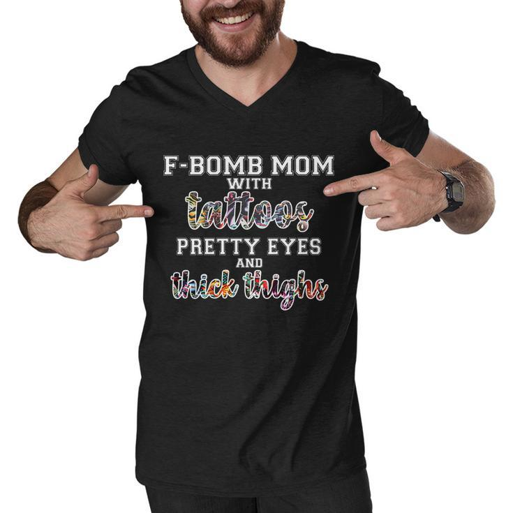 F-Bomb Mom With Tattoos And Thick Thighs Men V-Neck Tshirt