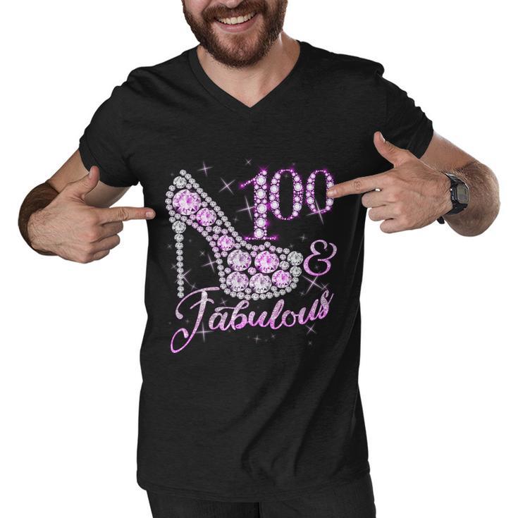 Fabulous & 100 Sparkly Shiny Heel 100Th Birthday Tshirt Men V-Neck Tshirt