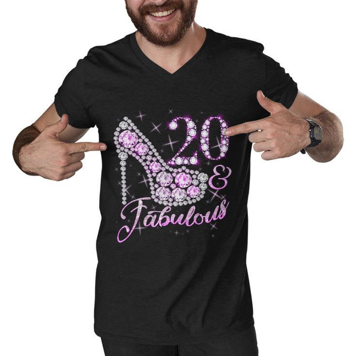 Fabulous & 20 Sparkly Shiny Heel 20Th Birthday Men V-Neck Tshirt