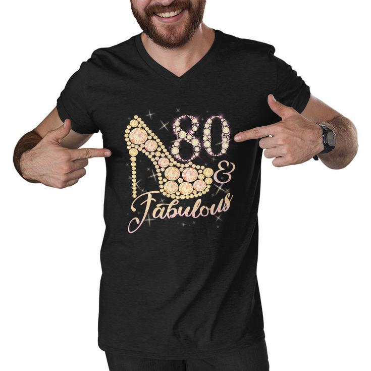 Fabulous & 80 Sparkly Heel 80Th Birthday Tshirt Men V-Neck Tshirt
