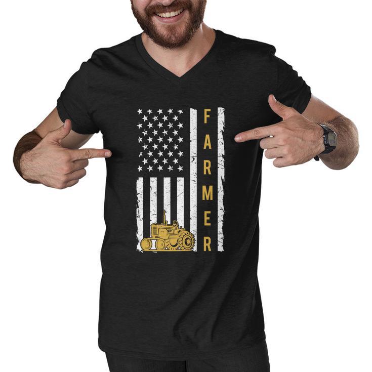 Farmer Us Flag Men V-Neck Tshirt