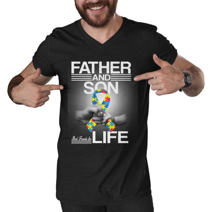 Father Son Best Friends For Life Autism Awareness Tshirt Men V-Neck Tshirt