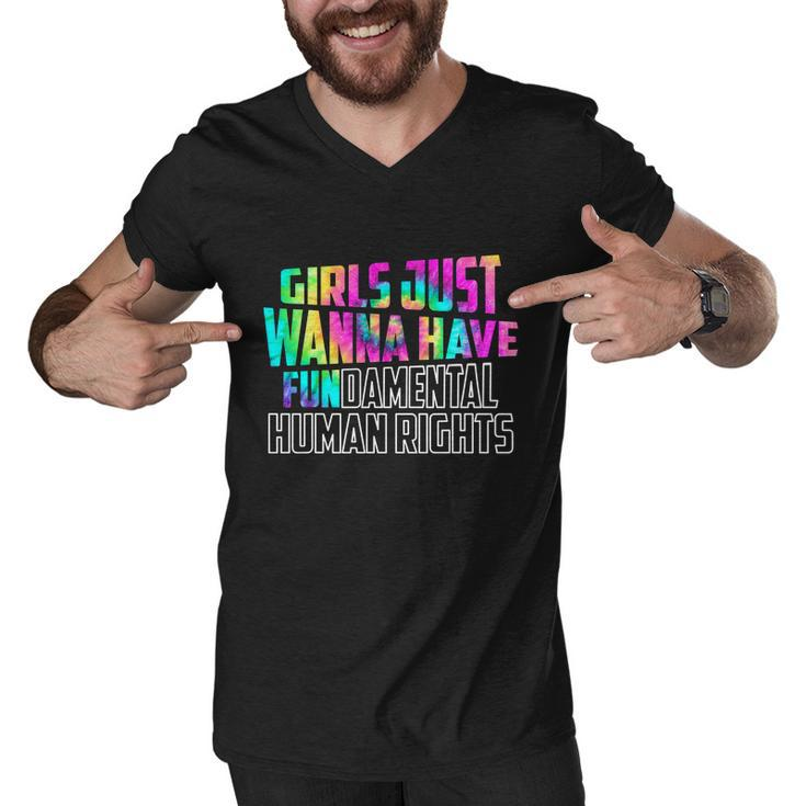 Feminist Shirt Girls Just Wanna Have Fundamental Human Rights Men V-Neck Tshirt
