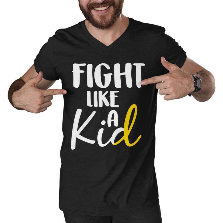 Fight Like A Kid Childhood Cancer Gold Ribbon Men V-Neck Tshirt