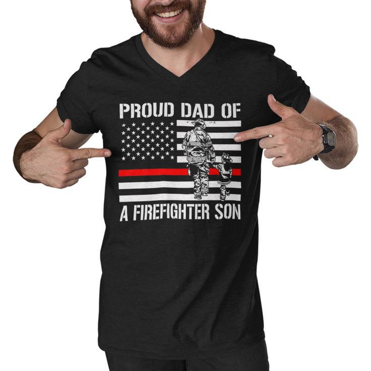 Firefighter Proud Dad Of A Firefighter Son Firefighter Men V-Neck Tshirt