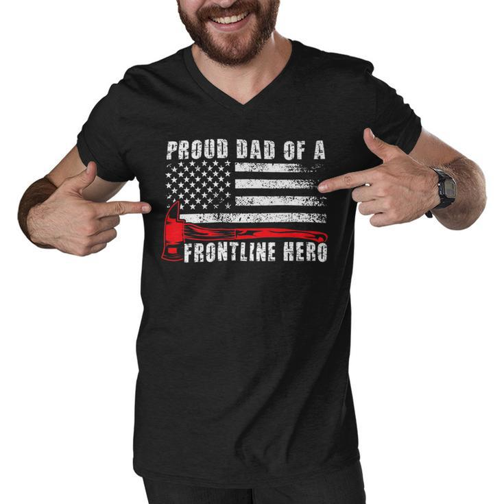 Firefighter Proud Dad Of A Hero Firefighter Father Fire Dad Men V-Neck Tshirt