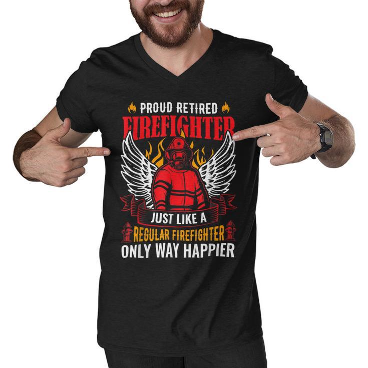 Firefighter Proud Retired Firefighter Like A Regular Only Way Happier Men V-Neck Tshirt