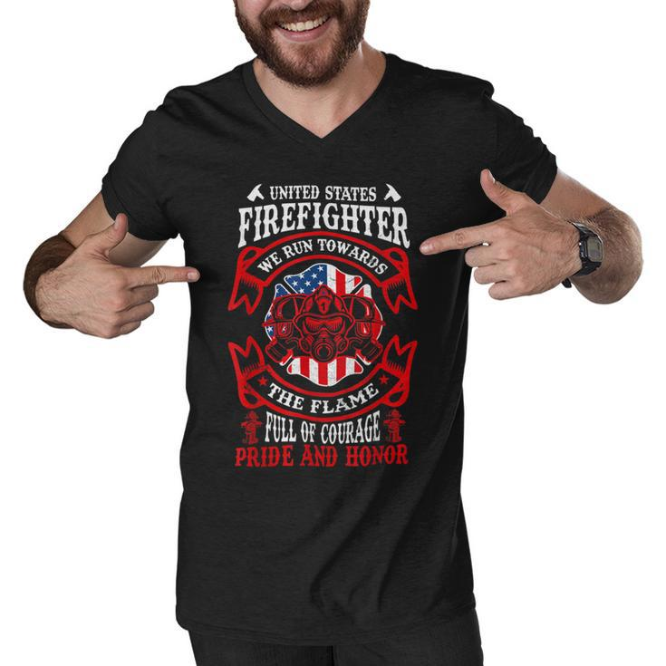 Firefighter United States Firefighter We Run Towards The Flames Firemen _ V2 Men V-Neck Tshirt