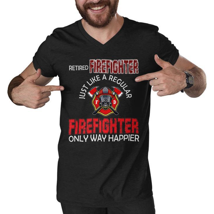Firefighter Vintage Retired Firefighter Definition Only Happier Retire Men V-Neck Tshirt