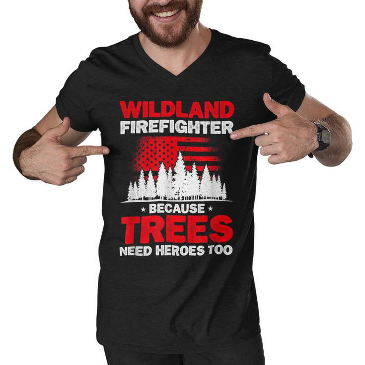 Firefighter Wildland Firefighter Hero Rescue Wildland Firefighting Men V-Neck Tshirt