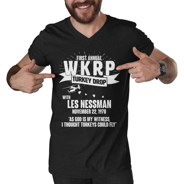 First Annual Wkrp Turkey Drop With Les Nessman Men V-Neck Tshirt