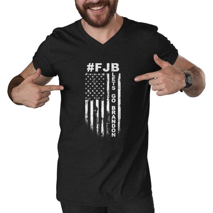 Fjb Lets Go Brandon Us Flag Distressed Tshirt Men V-Neck Tshirt