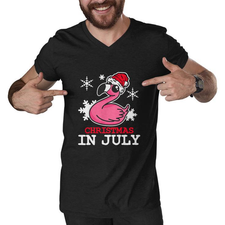 Flamingo Funny Christmas In July Santa Hat Men V-Neck Tshirt