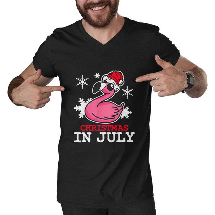 Flamingo Funny Christmas In July Snowflakes Men V-Neck Tshirt